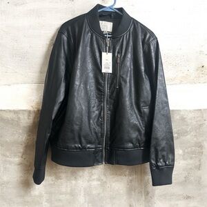 A New Day Synthetic Black Leather Bomber Jacket